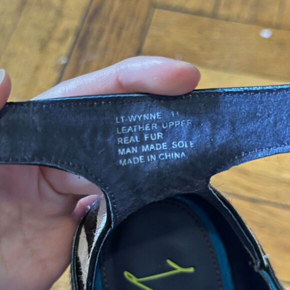 London Trash Wynne Blue and Zebra Print Mule High Heel Platform Ankle Strap 11us - Picture 8 of 8